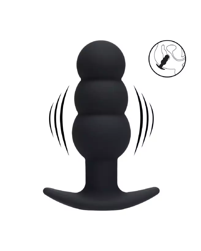 Image Plug Anal Vibrant Tri Bulb Levelz by Shots - Silicone Noir Confort et Stimulation-7