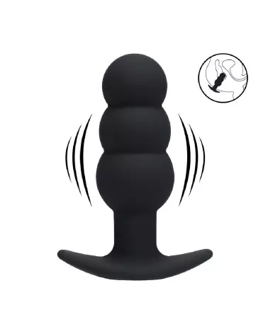 Image Plug Anal Vibrant Tri Bulb Levelz by Shots - Silicone Noir Confort et Stimulation-7