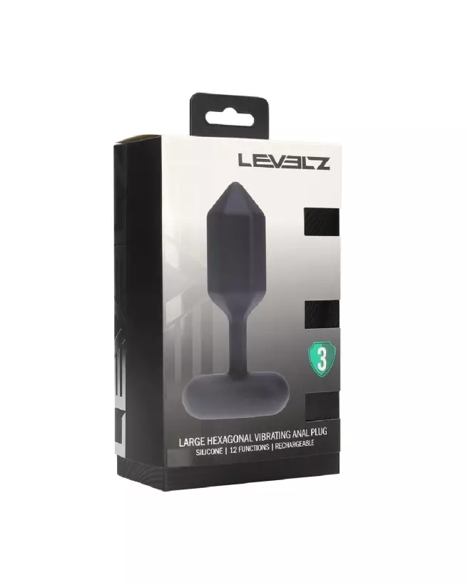 Image du Plug Anal Vibrant Hexagonal en Silicone Noir de Levelz by Shots-1