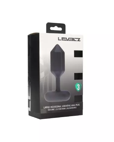 Image du Plug Anal Vibrant Hexagonal en Silicone Noir de Levelz by Shots-1