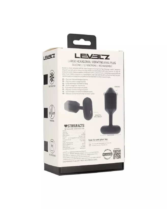 Image du Plug Anal Vibrant Hexagonal en Silicone Noir de Levelz by Shots-2