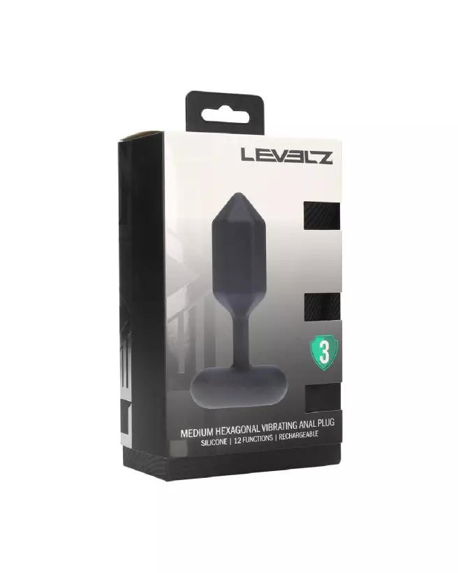 Plug anal vibrant hexagonal en silicone noir Levelz by Shots-1