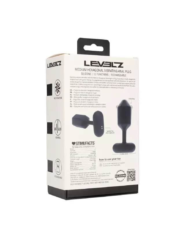 Plug anal vibrant hexagonal en silicone noir Levelz by Shots-2
