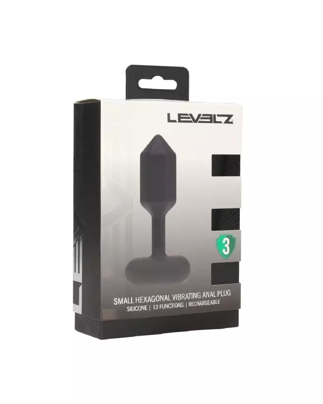 Plug anal vibrant hexagonal Levelz en silicone noir taille S-1