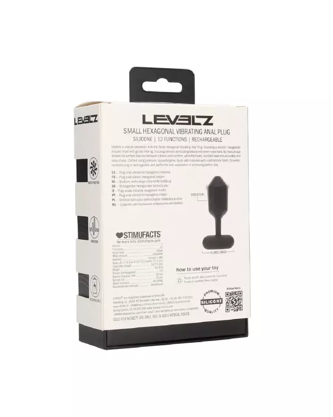 Plug anal vibrant hexagonal Levelz en silicone noir taille S-2