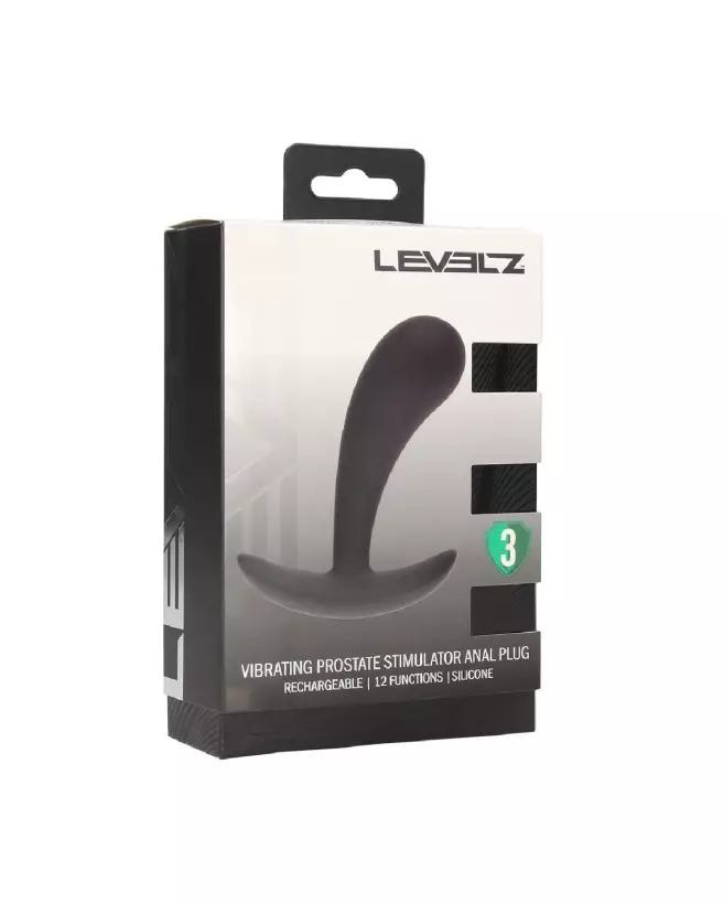 Stimulateur prostatique vibrant en silicone noir de Levelz by Shots-1