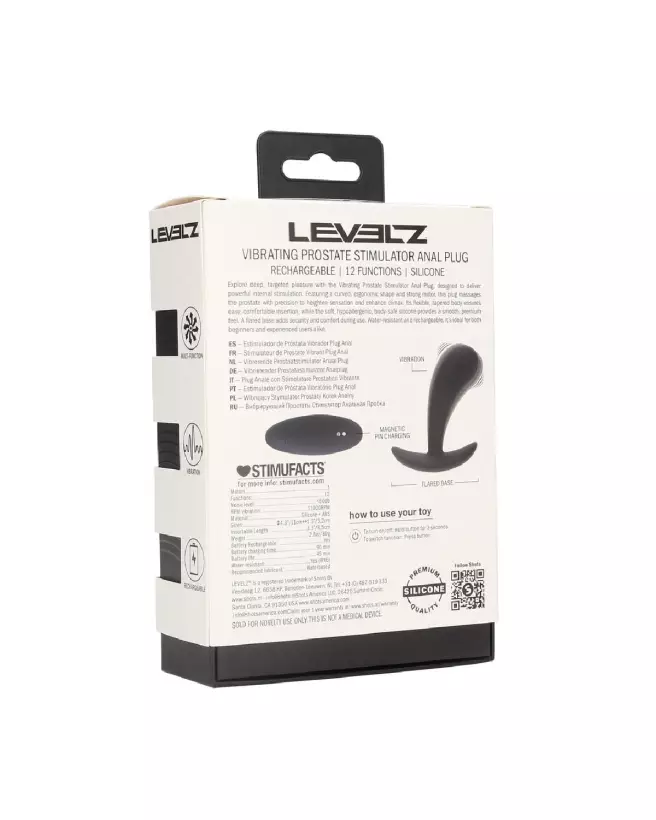 Stimulateur prostatique vibrant en silicone noir de Levelz by Shots-2