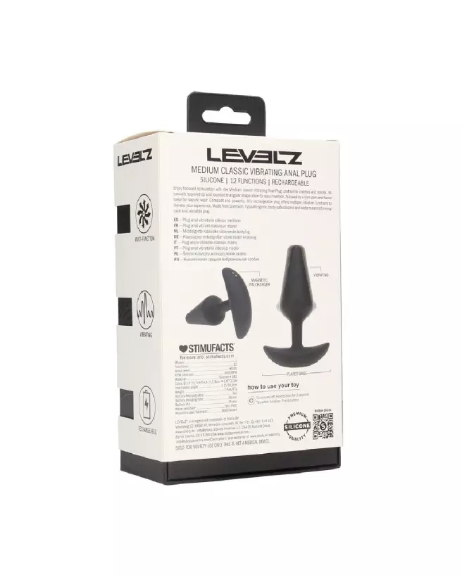 Plug anal vibrant en silicone noir taille moyenne de Levelz by Shots pour plaisir intensifié-2