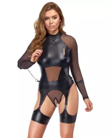 Body Bondage Cottelli en dentelle noire, lingerie érotique et sensuelle-2