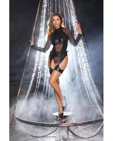 Body Bondage Cottelli en dentelle noire, lingerie érotique et sensuelle-4