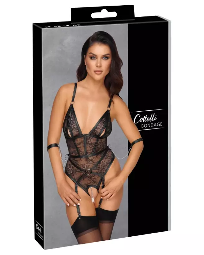 Body Bondage Cottelli BONDAGE en dentelle noire, lingerie érotique et sensuelle-1