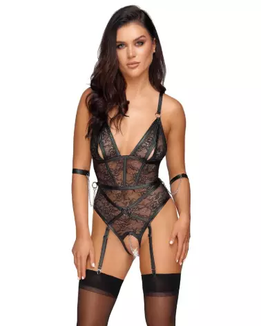 Body Bondage Cottelli BONDAGE en dentelle noire, lingerie érotique et sensuelle-2