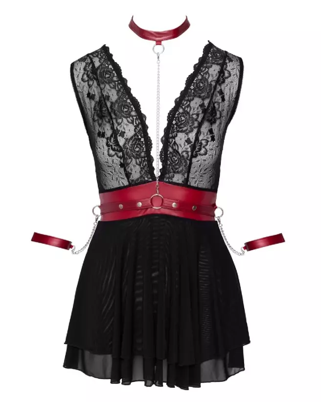 Babydoll Bondage Cottelli, Robe Sexy Noire, Lingerie Sensuelle et Érotique-6