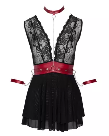 Babydoll Bondage Cottelli, Robe Sexy Noire, Lingerie Sensuelle et Érotique-6