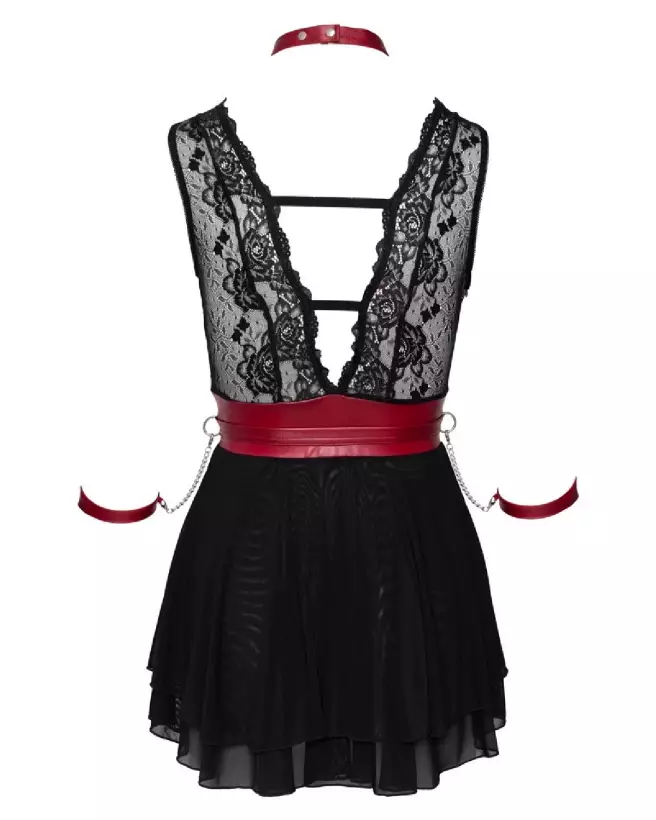 Babydoll Bondage Cottelli, Robe Sexy Noire, Lingerie Sensuelle et Érotique-7