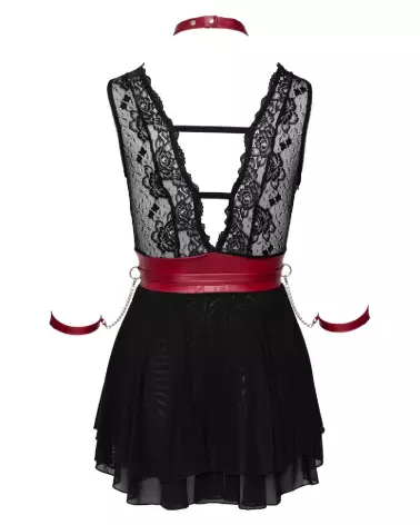 Babydoll Bondage Cottelli, Robe Sexy Noire, Lingerie Sensuelle et Érotique-7