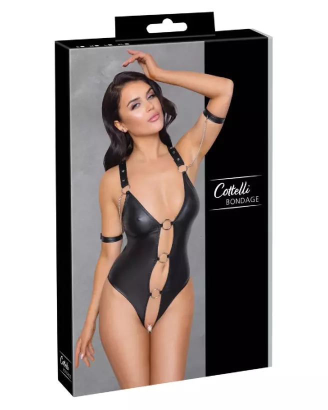 Body Bondage Cottelli en dentelle noire, lingerie érotique fétichiste-1