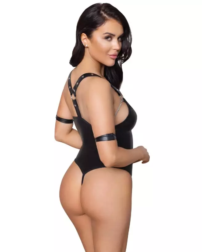 Body Bondage Cottelli en dentelle noire, lingerie érotique fétichiste-4