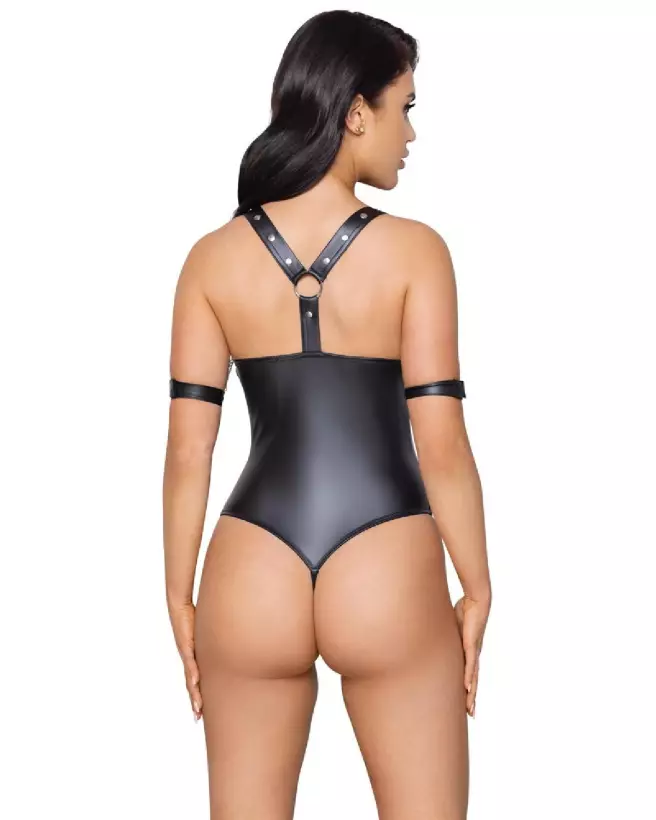 Body Bondage Cottelli en dentelle noire, lingerie érotique fétichiste-5