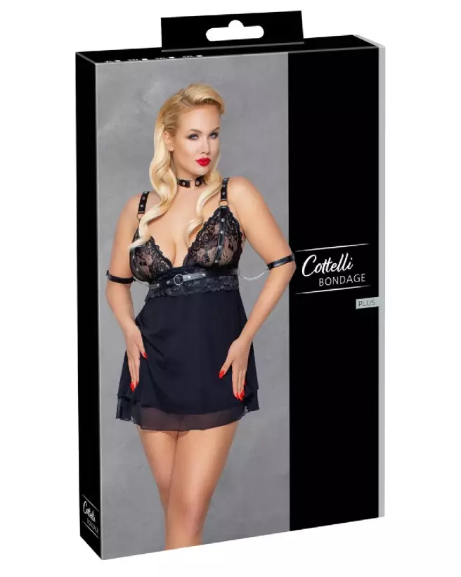 Photo de Babydoll Bondage Cottelli BONDAGE en noir, tenue séduisante et élégante-1