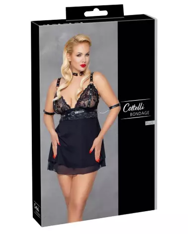 Photo de Babydoll Bondage Cottelli BONDAGE en noir, tenue séduisante et élégante-1