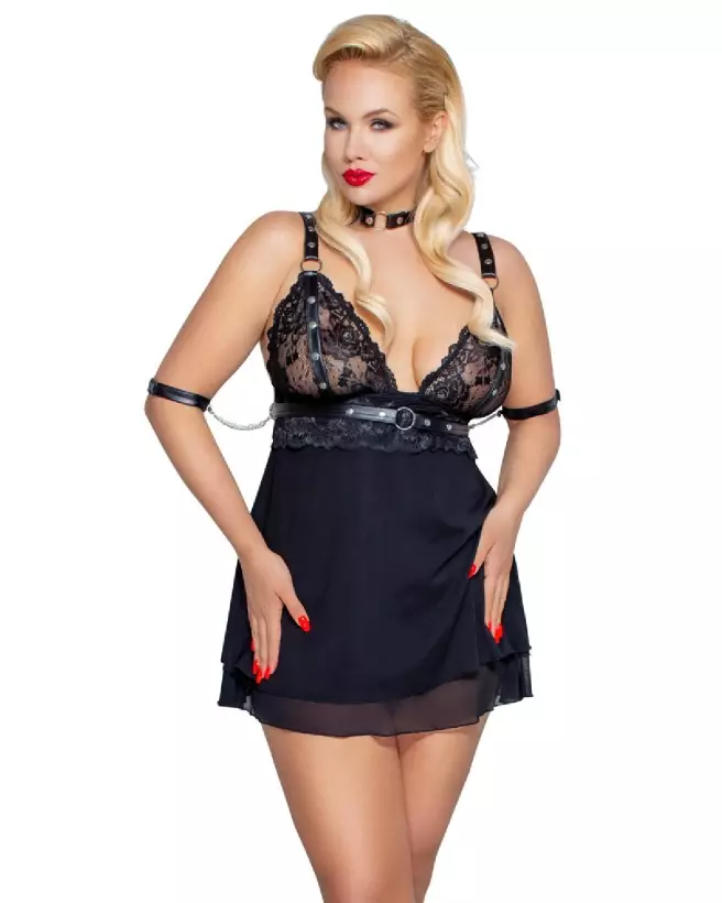 Photo de Babydoll Bondage Cottelli BONDAGE en noir, tenue séduisante et élégante-3