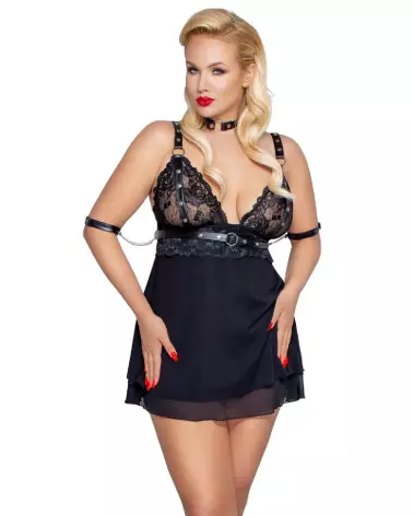 Photo de Babydoll Bondage Cottelli BONDAGE en noir, tenue séduisante et élégante-3