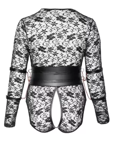 Body Bondage Cottelli en dentelle noire, lingerie érotique ajustée-7