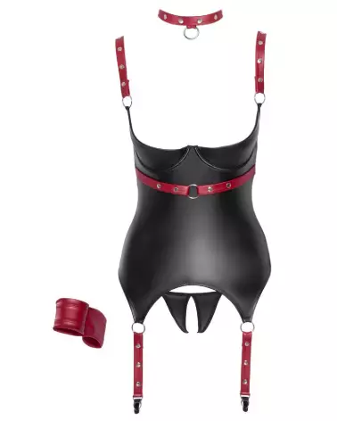 Image de guêpière noire et rouge Cottelli Bondage, corset élégant et séduisant-6