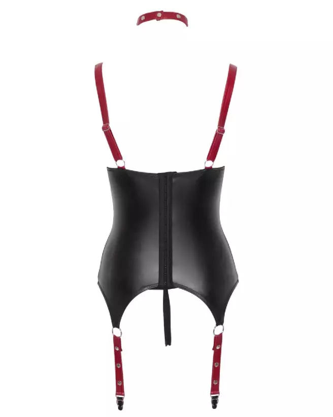 Image de guêpière noire et rouge Cottelli Bondage, corset élégant et séduisant-7