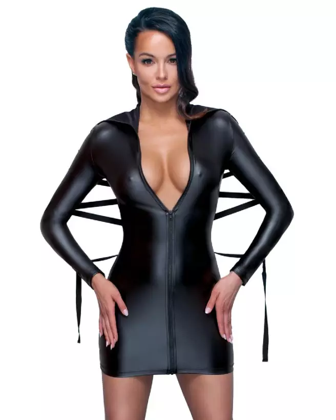 Robe noire sexy Cottelli Bondage élégante pour soirée-3