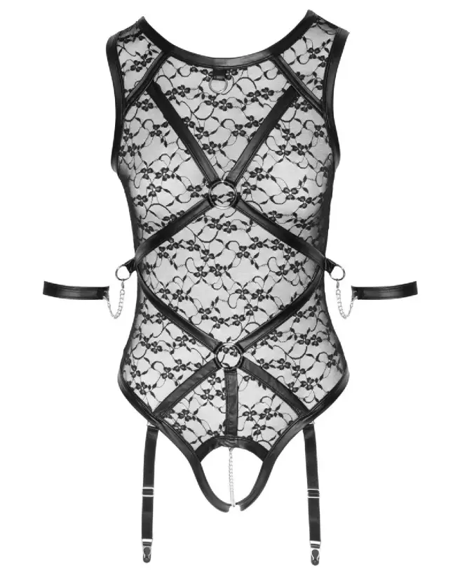 Body Black Cottelli Bondage en dentelle pour élégance et séduction-6