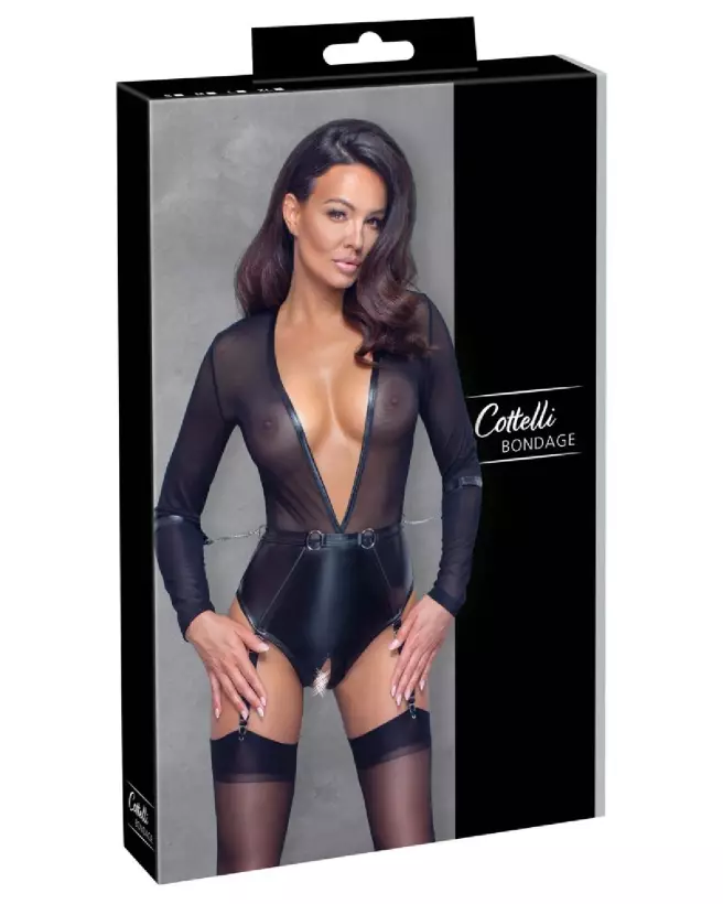 Body Black Cottelli Bondage élégant en lingerie noire de luxe-1