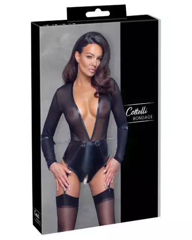 Body Black Cottelli Bondage élégant en lingerie noire de luxe-1