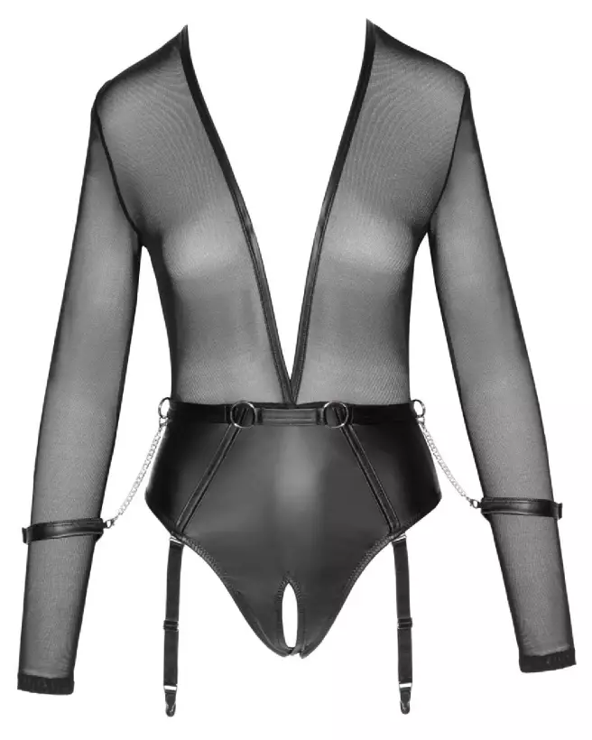 Body Black Cottelli Bondage élégant en lingerie noire de luxe-6