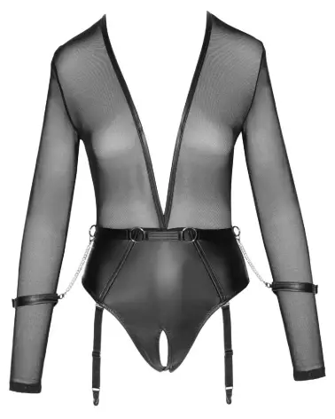 Body Black Cottelli Bondage élégant en lingerie noire de luxe-6