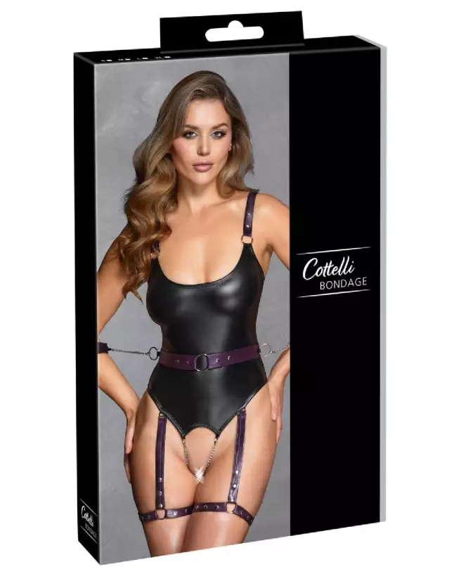 Body Bondage Cottelli en dentelle noire, lingerie érotique élégante-1