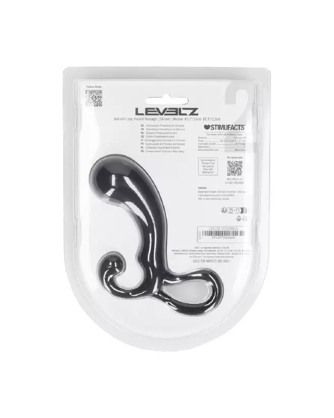 Masseur prostatique en silicone noir taille M Levelz by Shots pour stimulation précise-2