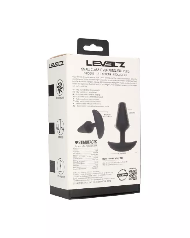 Plug anal vibrant noir en silicone de Levelz by Shots, taille S, confort optimal-2