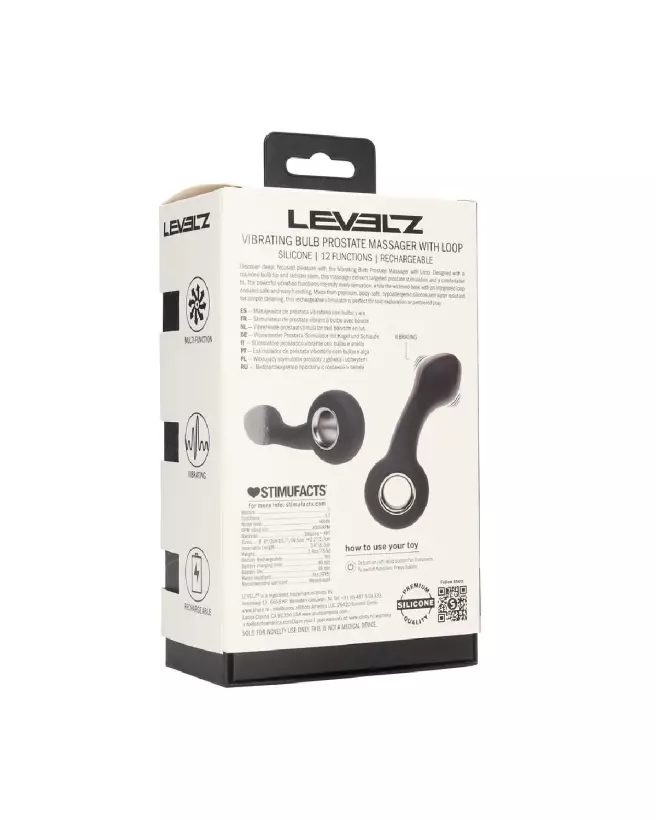 Image du vibromasseur prostate Levelz by Shots en silicone noir avec boucle-2