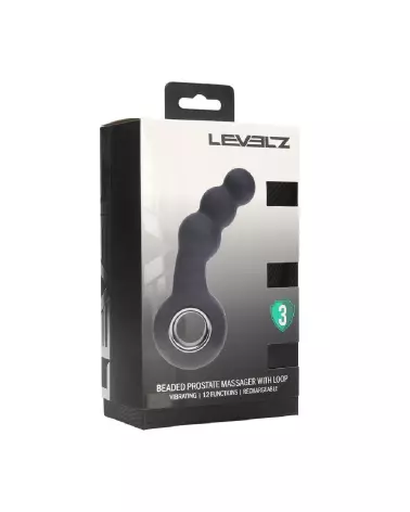 Masseur prostatique vibrant Levelz by Shots en silicone noir avec perles stimulantes-1