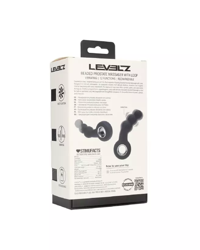 Masseur prostatique vibrant Levelz by Shots en silicone noir avec perles stimulantes-2