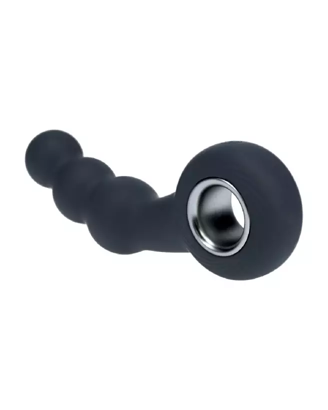 Masseur prostatique vibrant Levelz by Shots en silicone noir avec perles stimulantes-4