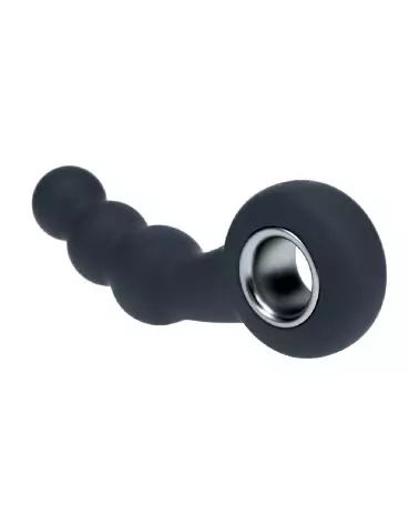 Masseur prostatique vibrant Levelz by Shots en silicone noir avec perles stimulantes-4