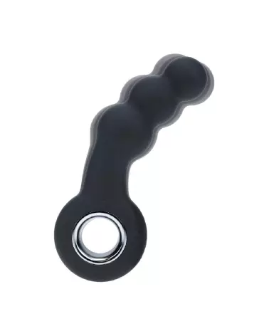 Masseur prostatique vibrant Levelz by Shots en silicone noir avec perles stimulantes-5