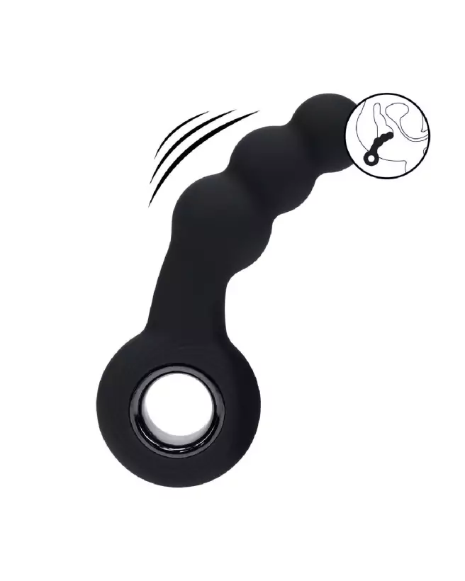 Masseur prostatique vibrant Levelz by Shots en silicone noir avec perles stimulantes-7