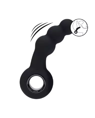 Masseur prostatique vibrant Levelz by Shots en silicone noir avec perles stimulantes-7