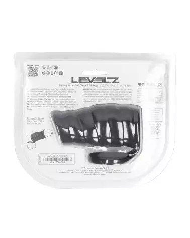 Manchon vibrant en silicone noir avec nervures et anneau pour testicules de Levelz by Shots-2