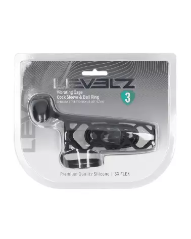 Manchon vibrant en silicone noir Levelz by Shots pour pénis avec anneau pour testicules-1