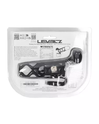 Manchon vibrant en silicone noir Levelz by Shots pour pénis avec anneau pour testicules-2